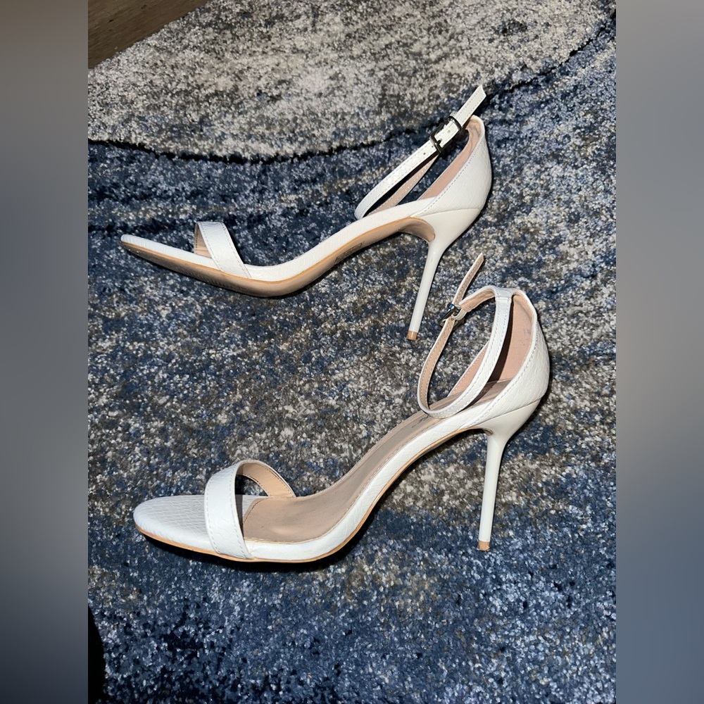 White Ankle Strap Heels